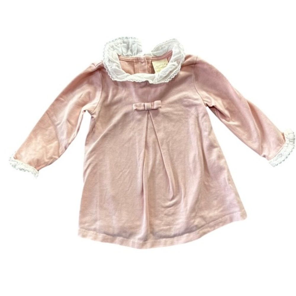 Heirlooms by Polly Flinders Pink Peter Pan Collar Lace‎ Tunic Dress 6-9M